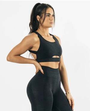 Alphalete Trinity Sports Bra - Black Marl -  XS